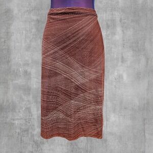 Vintage Y2K Express Metallic Rust Textured Midi Skirt Size Medium Indie Sleeze